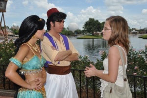 Tina and the Aladdin and Jasmine cast members whose encounter inspired her. 
