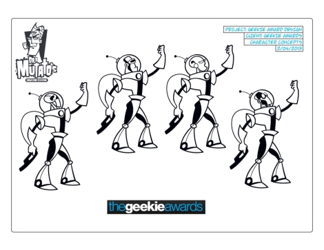Some of artist Jorge Baeza's many design concepts for the inaugural Geekie Awards trophy. The final trophy design is still in the process of being chosen.